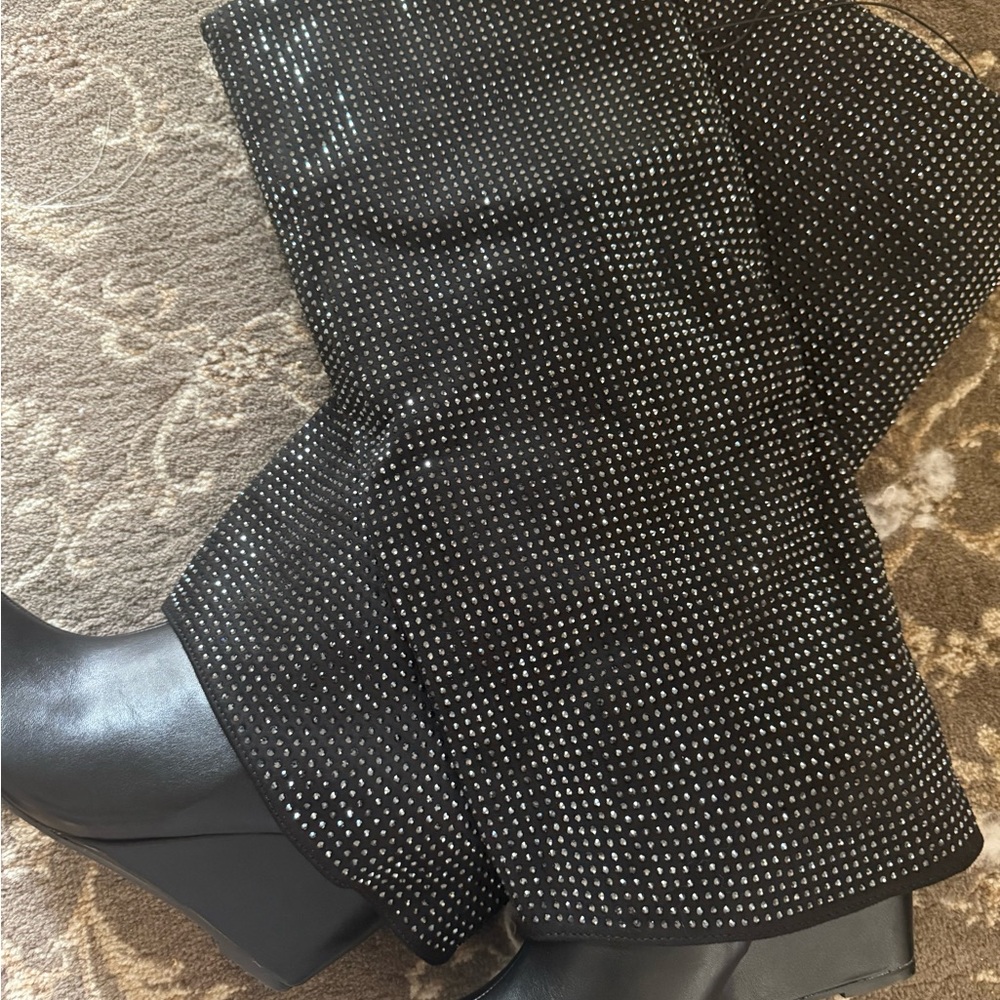 Forever 21 Black Ankle Booties with Glittery Texture